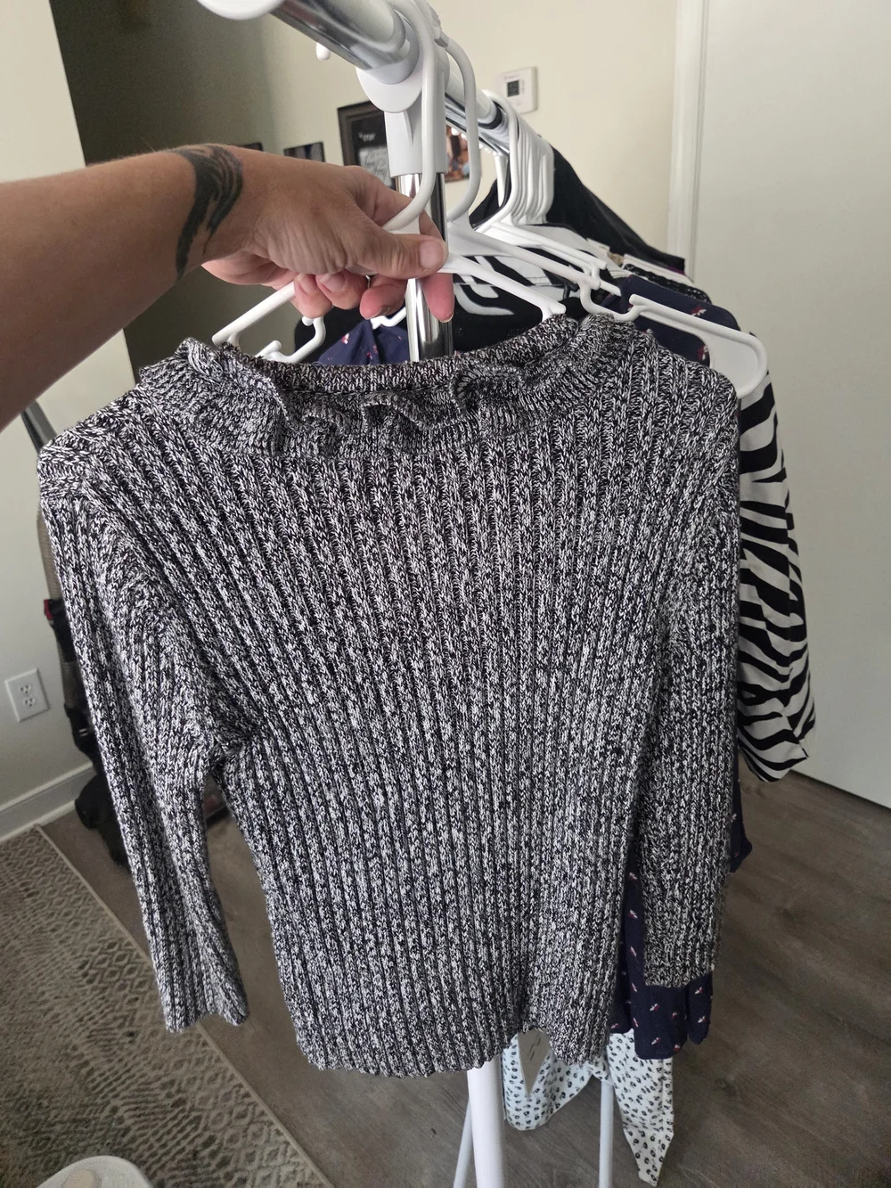 Ruby Rd. Gray Ruffled-Front Knit Cardigan - Picture 3 of 3